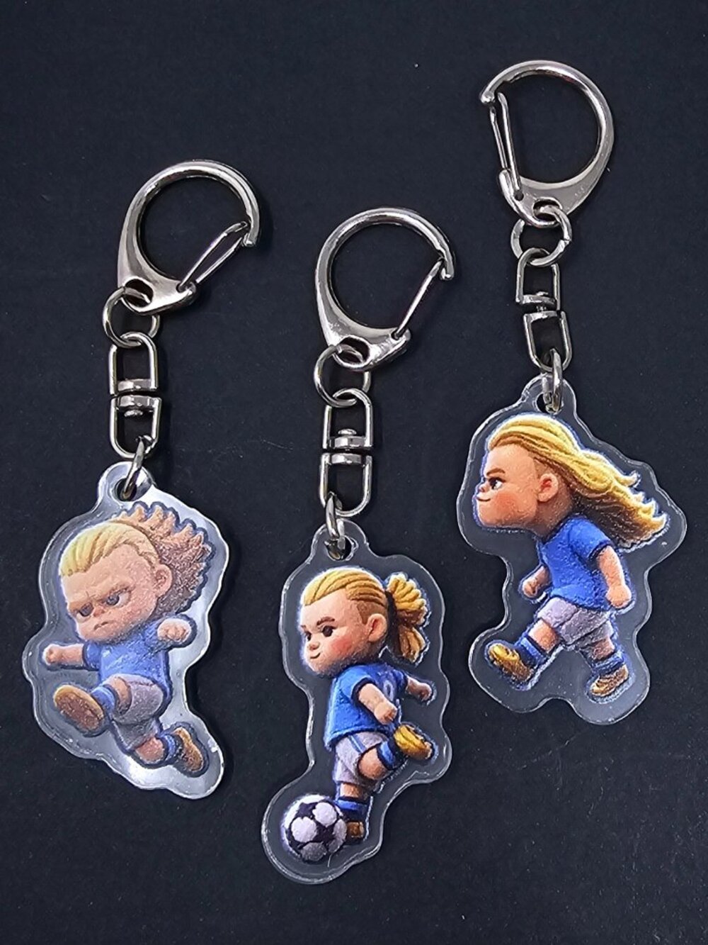 Set of 3 Erling Haaland Soccer Acrylic Keychains – Football Player Charms